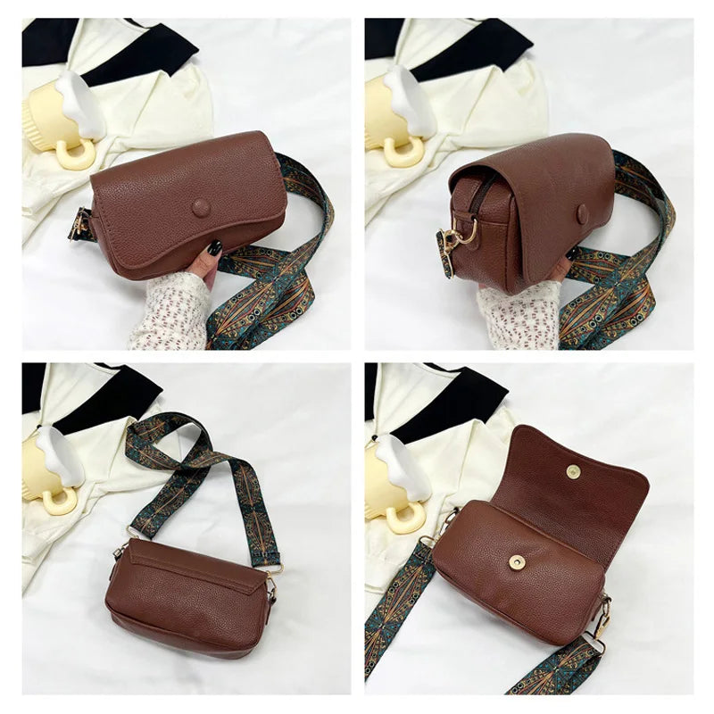 Wide Strap Crossbody Shoulder Bag