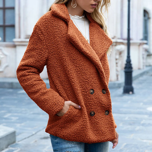 Women's Long Sleeve Faux Fur Teddy Jacket