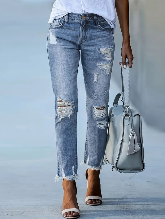 Simple Ripped Skinny Jeans