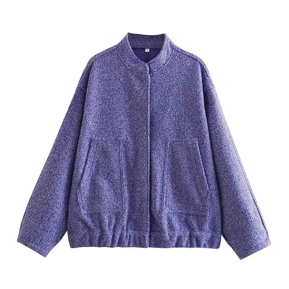 Oversized Autumn Bomber Jacket with Hidden Buttons