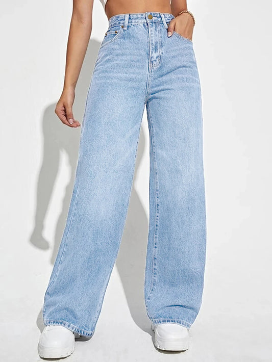 Trendy Loose Fit High-Waist Jeans for Women