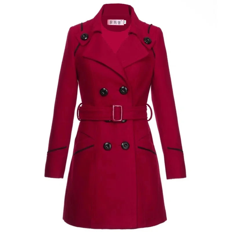 Elegant Office Solid Long Trench Coat