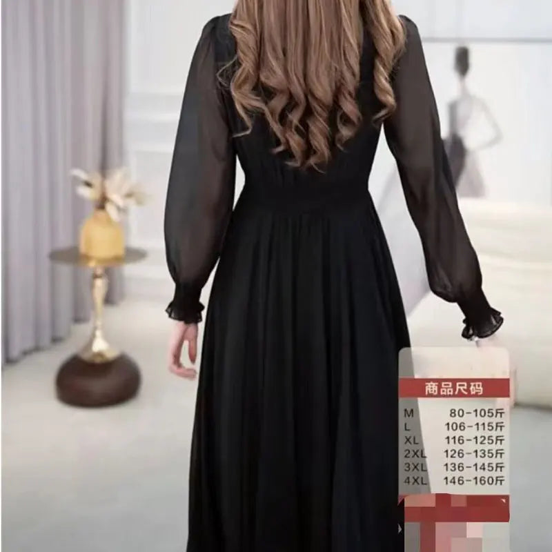 Solid Black Midi Dress