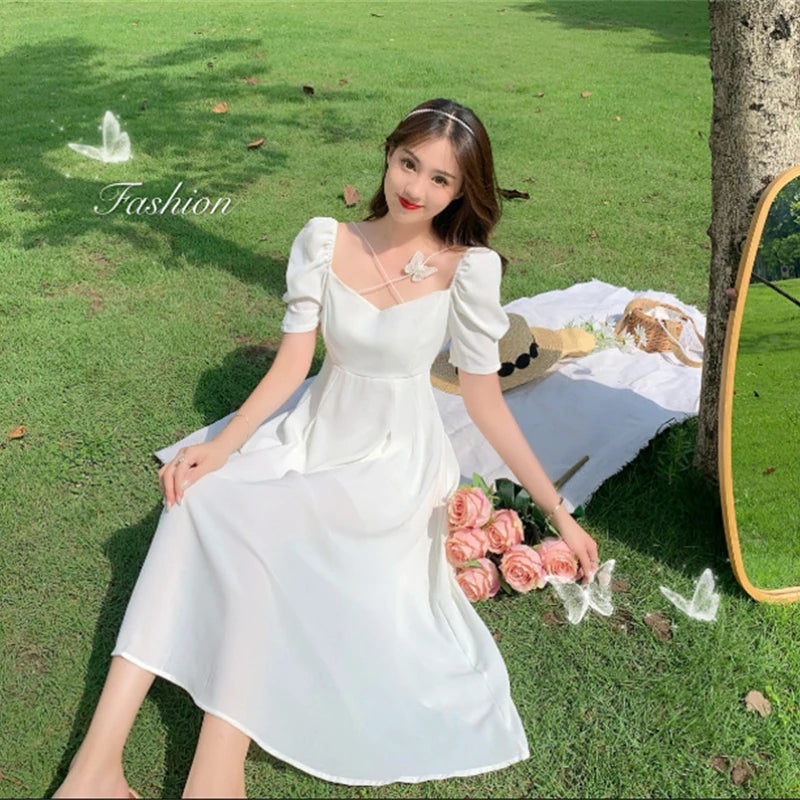 Summer Elegant Vintage White Dress The SK Fashion store Summer Elegant Vintage White Dress The SK Fashion store