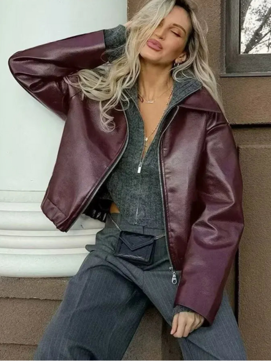 Faux PU Leather Jacket