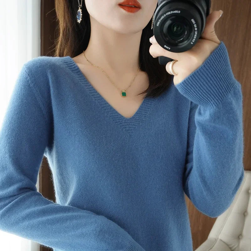Stand Collar Solid Color Embroidery Sweater