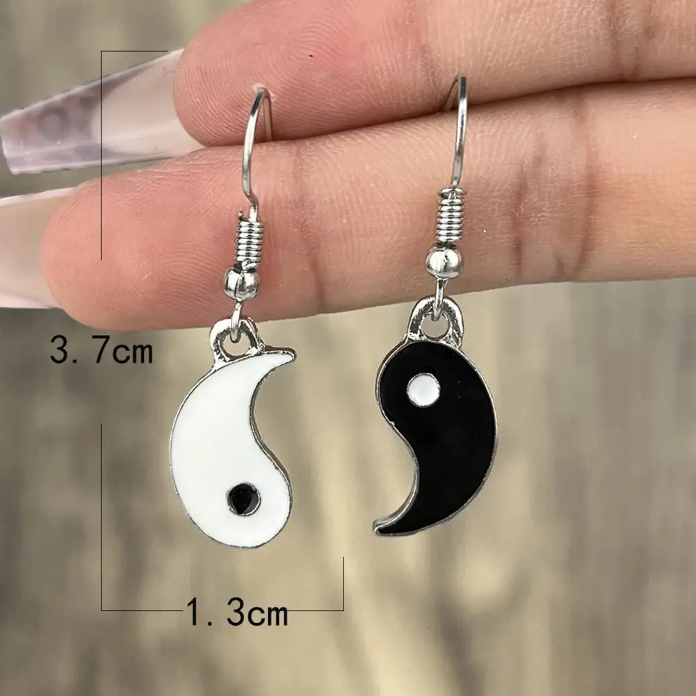 Drip Oil Yin and Yang Drop Earrings